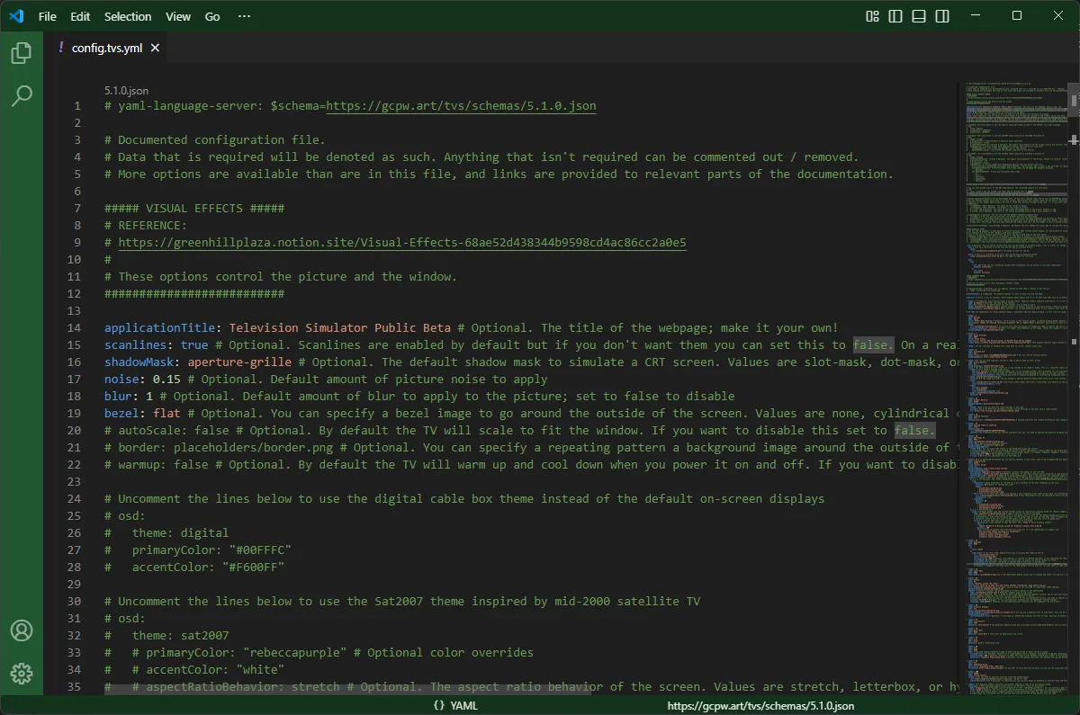 Visual Studio Code editing config file with YAML extension
