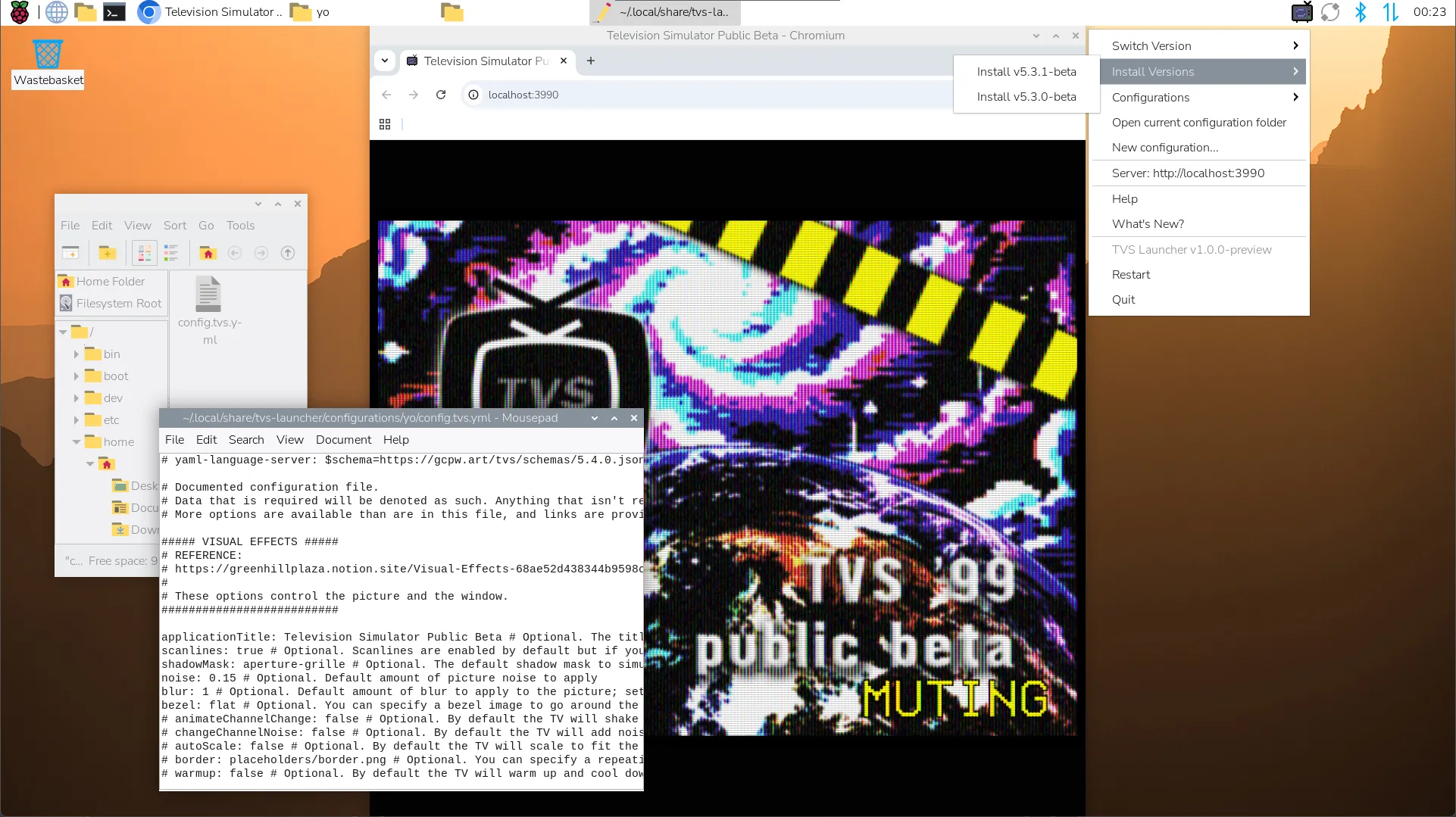TVS Launcher running on Raspberry Pi OS