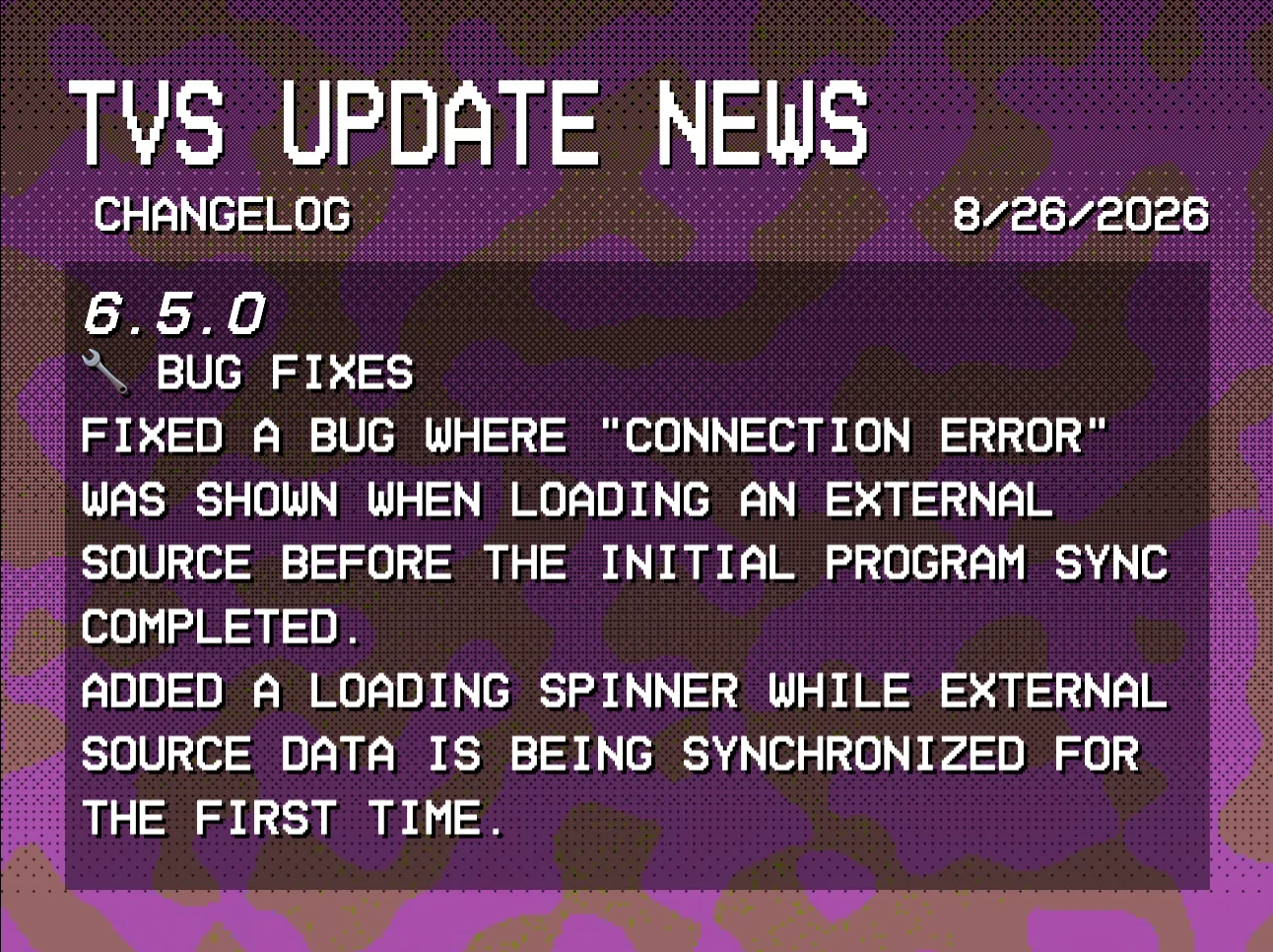 RSS Feed displaying update news