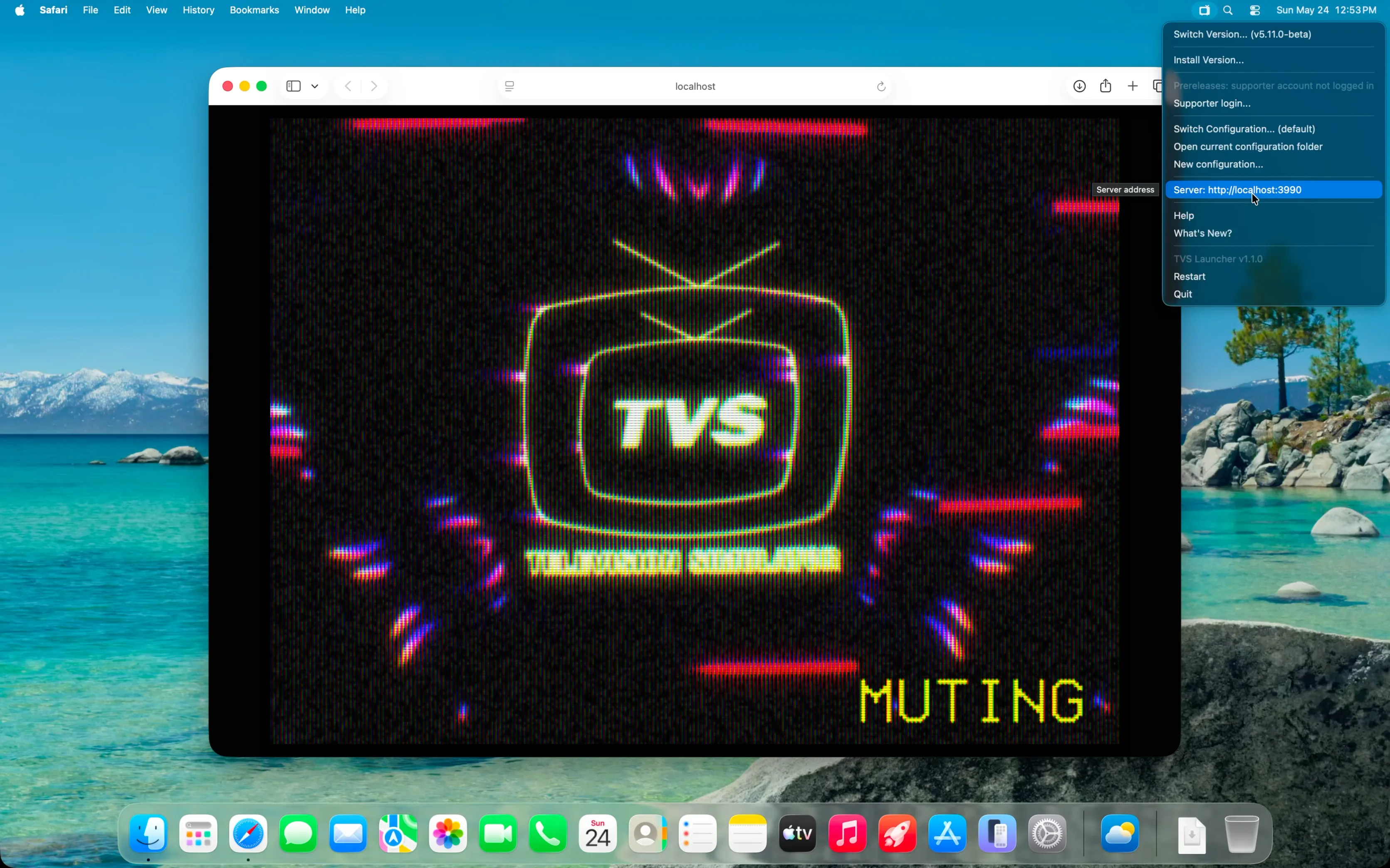 TVS Launcher running on macOS Tahoe